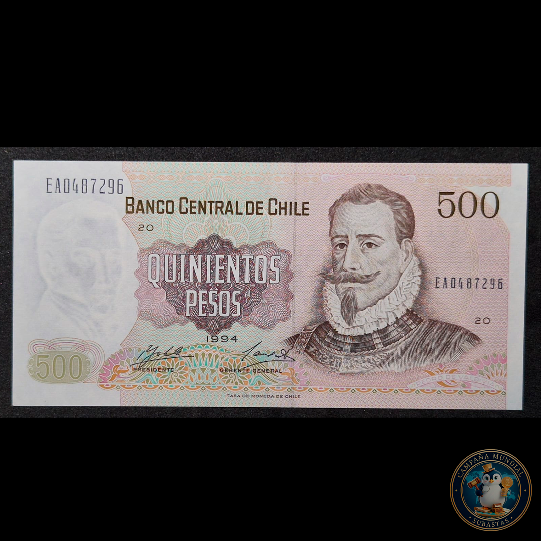 C324 .- BILLETE DE 500 PESOS AÑO: 1994  FIRMAS: ZAHLER-CARRASCO  UNC  CHILE