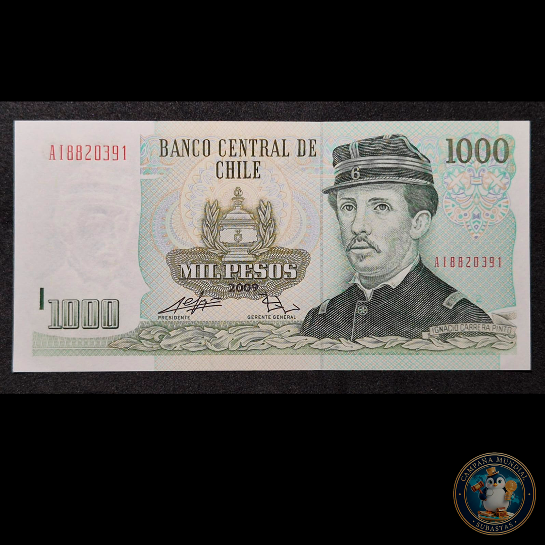 C327 .- BILLETE 1000 PESOS  AÑO: 2009   FIRMAS: DE GREGORIO-ZURBUCHEN   UNC     CHILE