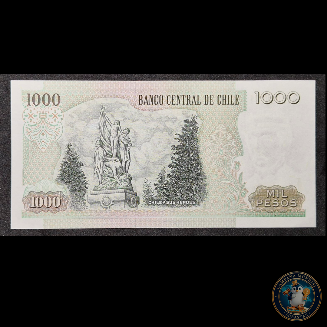 C327 .- BILLETE 1000 PESOS  AÑO: 2009   FIRMAS: DE GREGORIO-ZURBUCHEN   UNC     CHILE