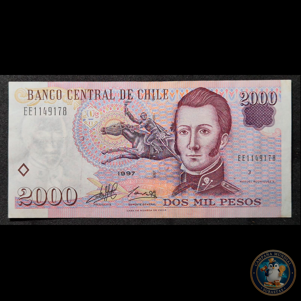 C328 .- BILLETE DE 2000 PESOS AÑO: 1997  FIRMAS: MASSAD-CARRASCO  (PRIMERO DE LA SERIE)  XF- CHILE