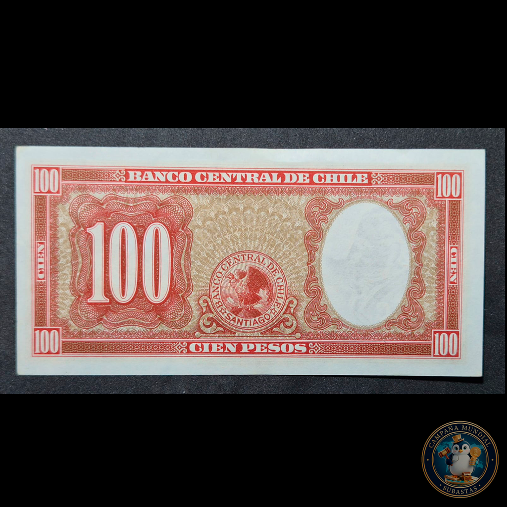 C330 .- BILLETE DE 100 PESOS REVERSO NUEVO (SIN SOBRECARGO)  FIRMAS: MASCHKE-HERRERA  UNC   CHILE