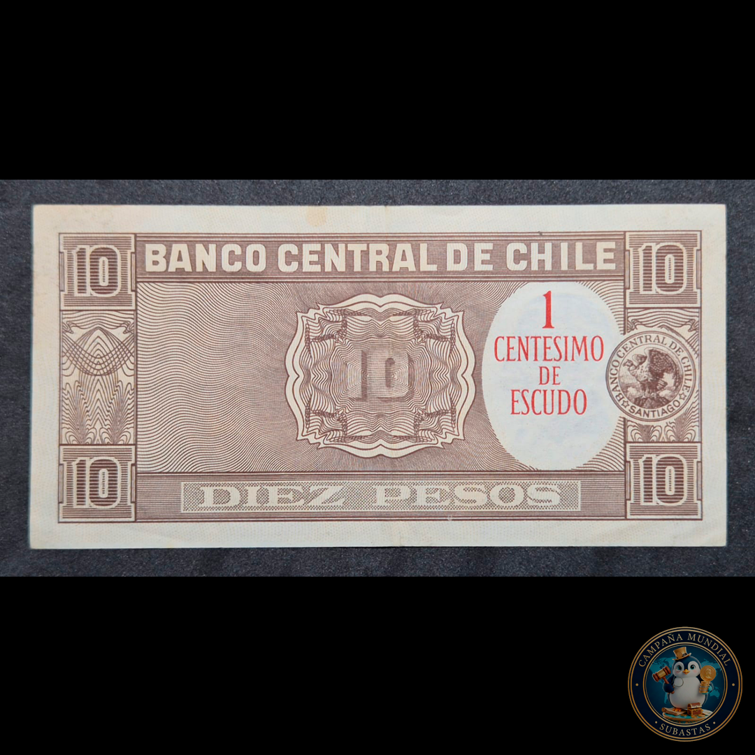 C331 .- BILLETE DE DIEZ(10)  PESOS FIRMAS: FIGUEROA-MACKENNA  (CON SOBRECARGA ) XF  CHILE