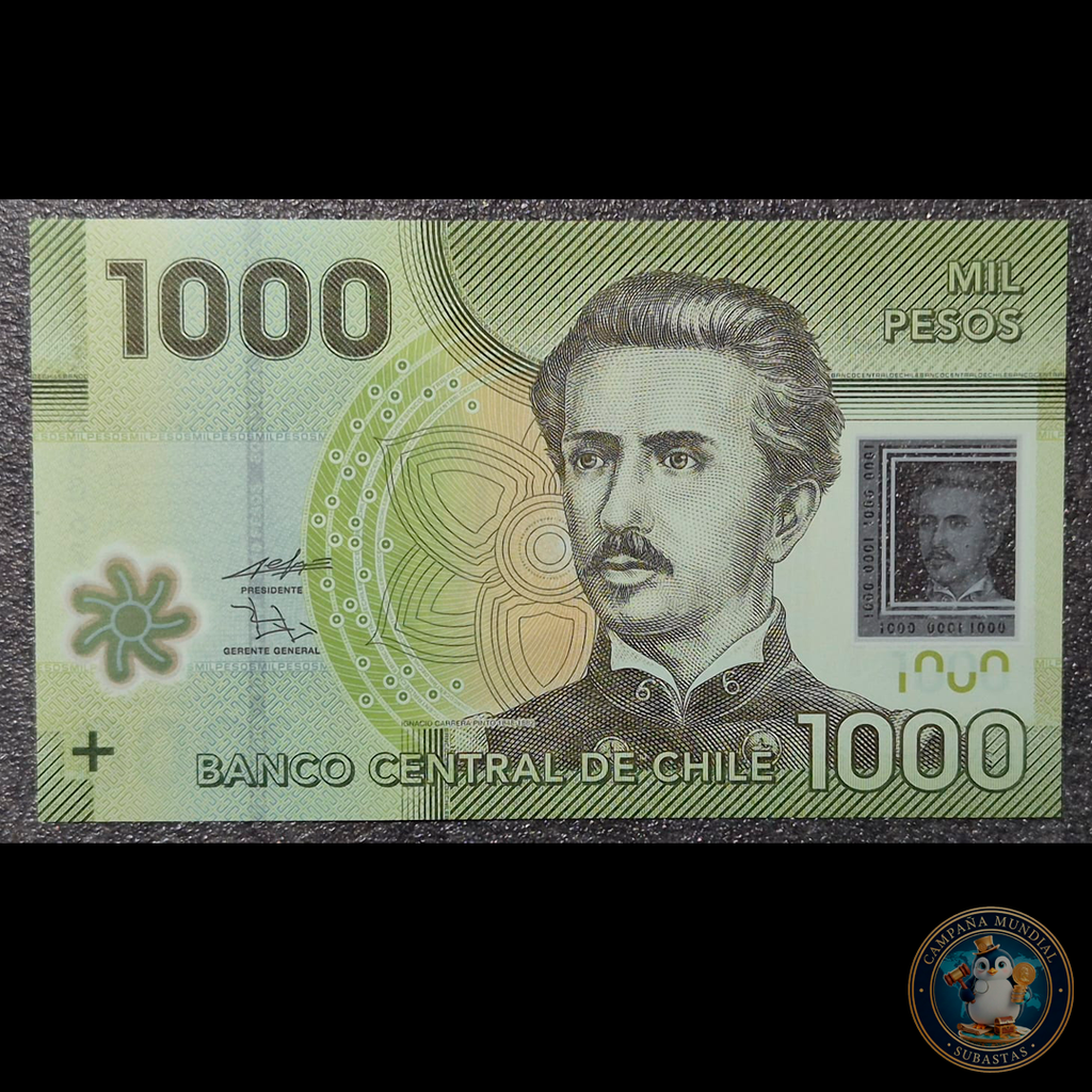 C338 .- BILLETE 1000 PESOS  AÑO:  2010   FIRMAS: DE GREGORIO-ZURBUCHEN (PRIMERO DE LA SERIE)  POLÍMERO    UNC     CHILE