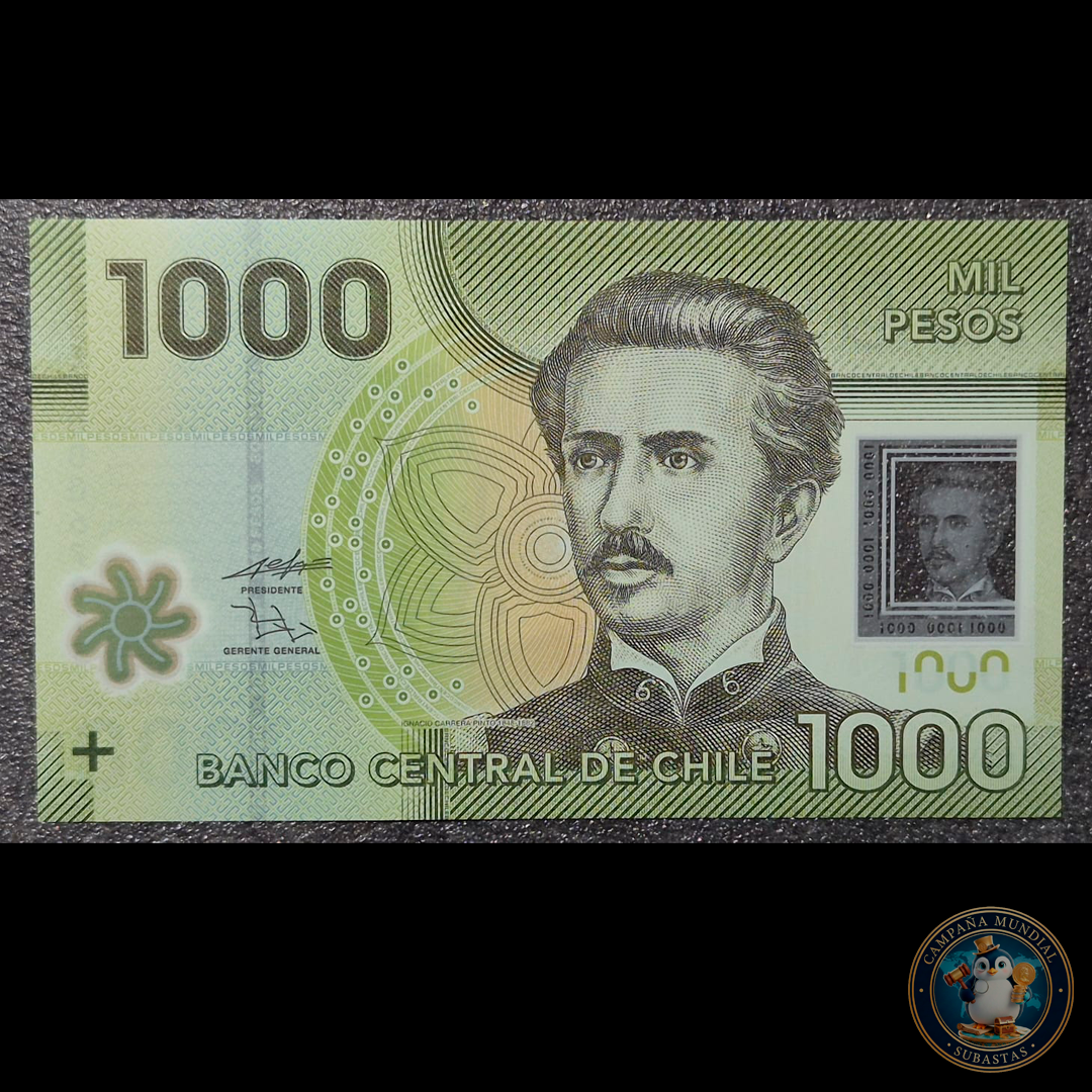 C338 .- BILLETE 1000 PESOS  AÑO:  2010   FIRMAS: DE GREGORIO-ZURBUCHEN (PRIMERO DE LA SERIE)  POLÍMERO    UNC     CHILE