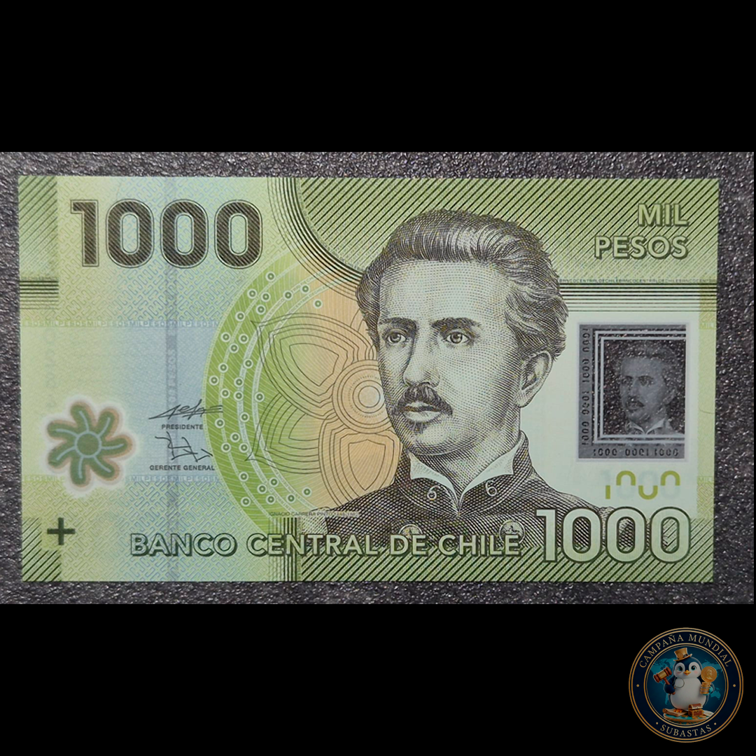 C339 .- BILLETE 1000 PESOS  AÑO:  2011   FIRMAS: DE GREGORIO-ZURBUCHEN (SEGUNDO DE LA SERIE)  POLÍMERO    UNC     CHILE