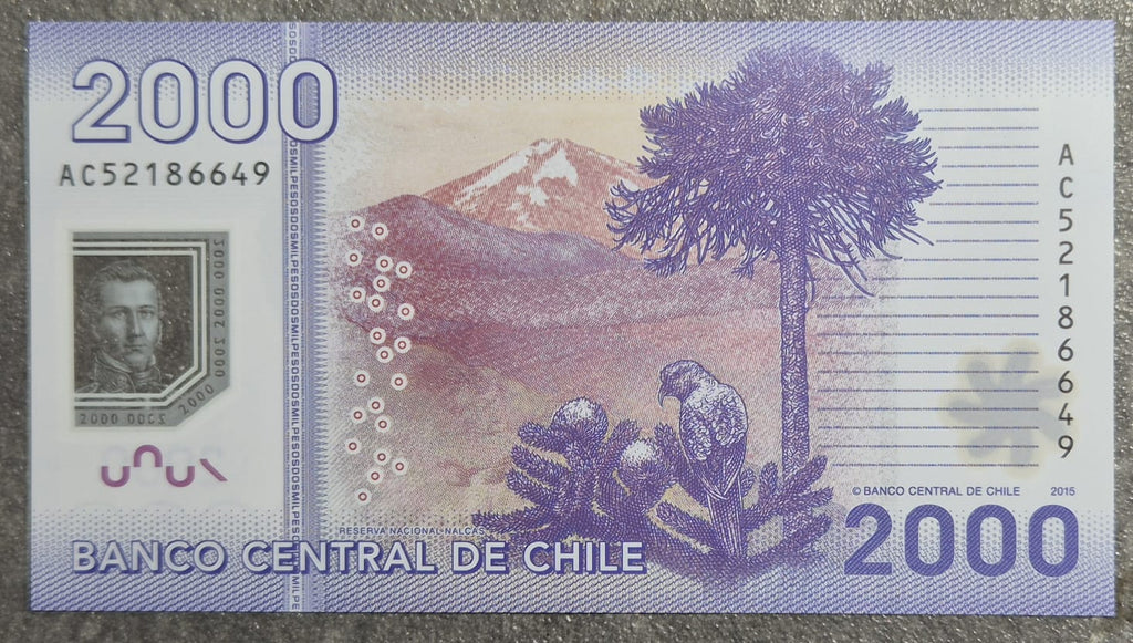 C342 .- BILLETE DE 2000 PESOS AÑO: 2015  FIRMAS: VERGARA--ZURBUCHEN  UNC CHILE