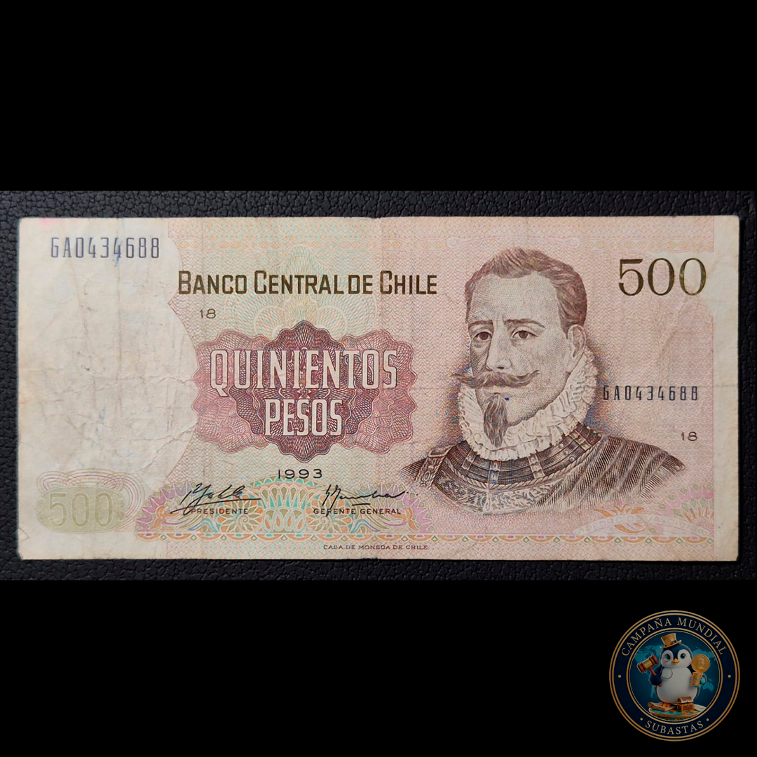 C347 .- BILLETE DE 500 PESOS AÑO: 1993  FIRMAS: ZAHLER-MARSHALL  VF  CHILE