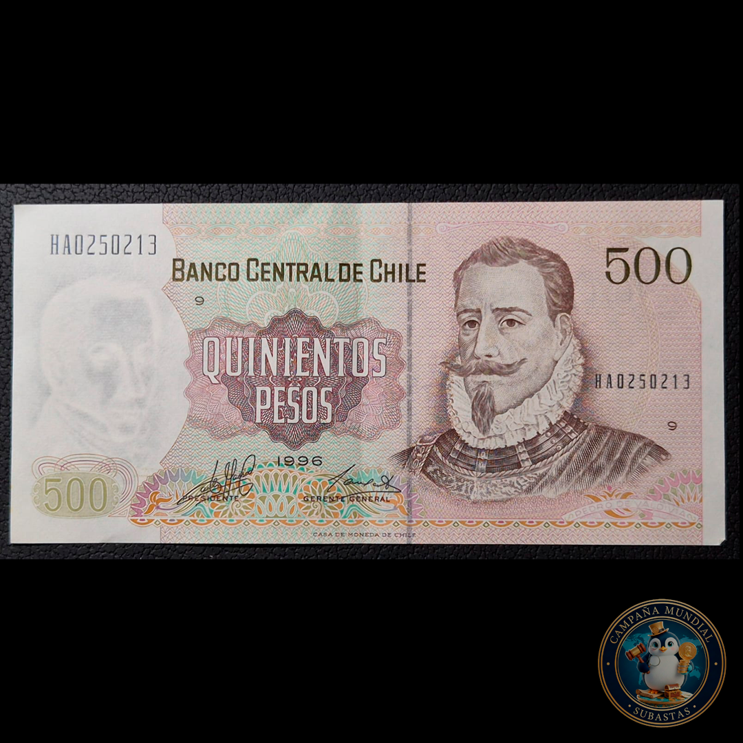 C348 .- BILLETE DE 500 PESOS AÑO: 1996  FIRMAS: MASSAD-CARRASCO  AUNC  CHILE