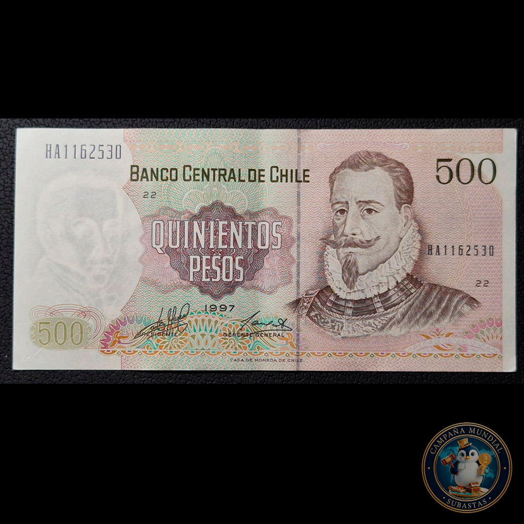 C349 .- BILLETE DE 500 PESOS AÑO: 1997  FIRMAS: MASSAD-CARRASCO  AUNC  CHILE