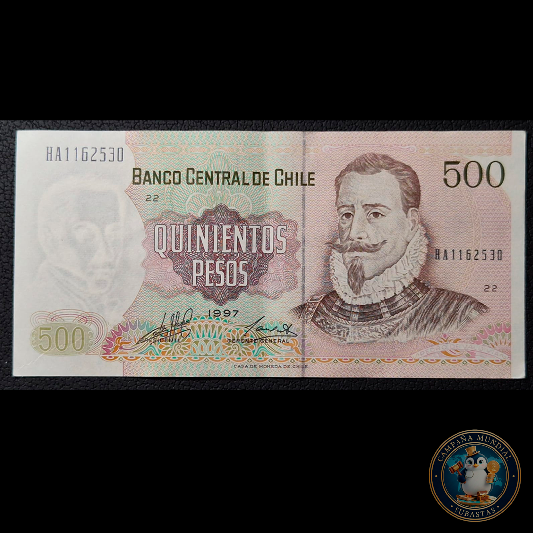 C349 .- BILLETE DE 500 PESOS AÑO: 1997  FIRMAS: MASSAD-CARRASCO  AUNC  CHILE