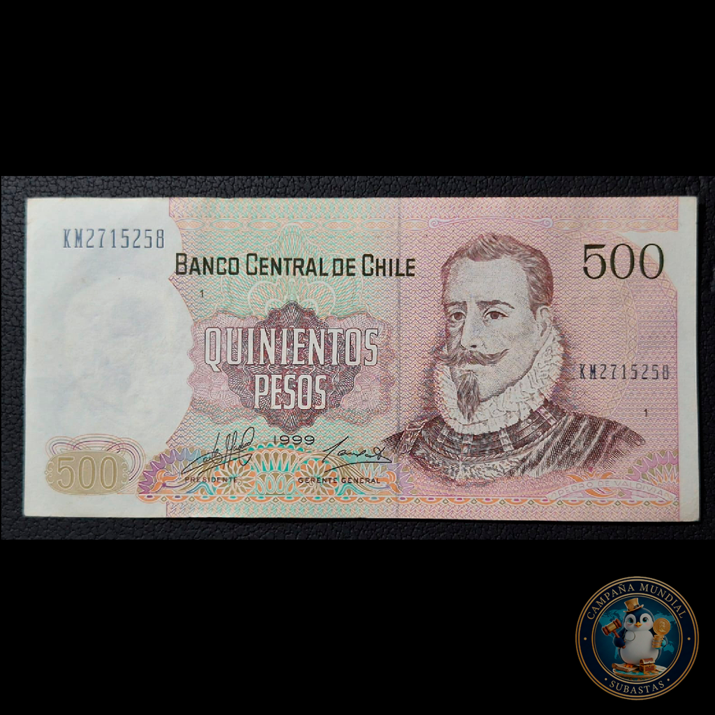 C351 .- BILLETE DE 500 PESOS AÑO: 2000  FIRMAS: MASSAD-CARRASCO  UNC  CHILE