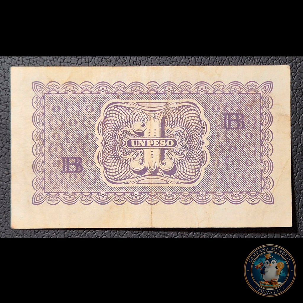 C352 .- BILLETE PROVISIONAL DE UN PESO FECHADO 3 DE MARZO DE 1943 LETRA "B"  VF   CHILE