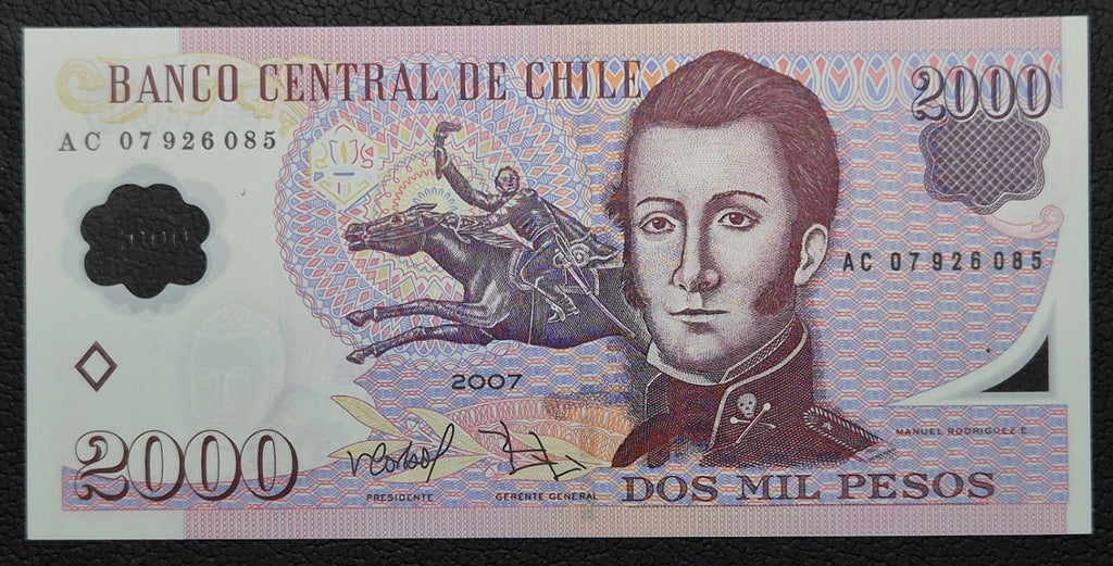 C354 .- BILLETE DE 2000 PESOS AÑO: 2007  FIRMAS: CORBO-ZURBUCHEN  POLÍMERO   UNC  CHILE