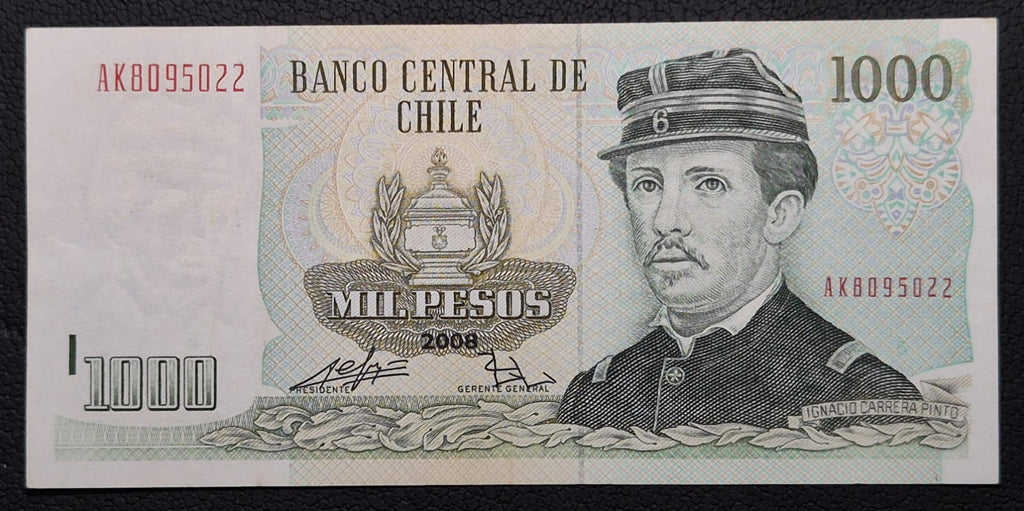 C358 .- BILLETE 1000 PESOS  AÑO:  2008  FIRMAS: DE GREGORIO-ZURBUCHEN  XF     CHILE