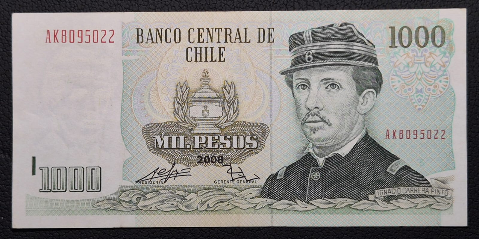 C358 .- BILLETE 1000 PESOS  AÑO:  2008  FIRMAS: DE GREGORIO-ZURBUCHEN  XF     CHILE