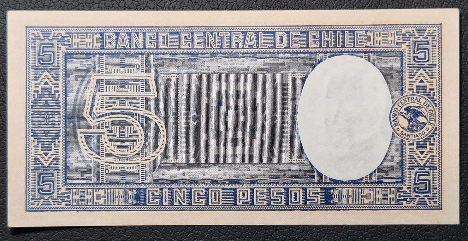 C360  .- BILLETE DE 5 PESOS FECHADO: 19-IV-1944   FIRMAS OYARZÚN-MASCHKE  UNC  CHILE