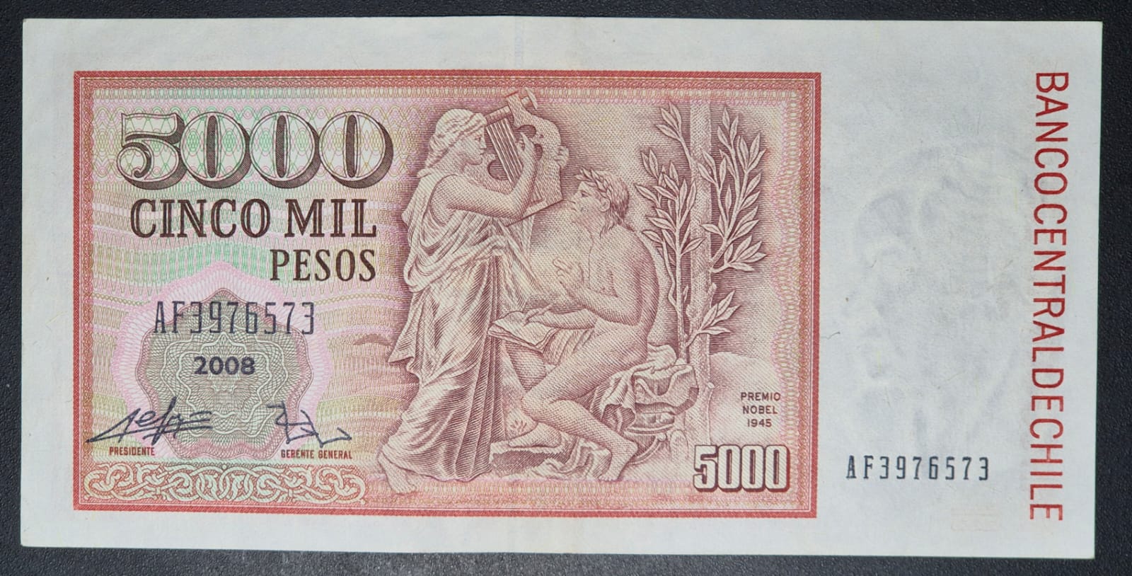C732 .- BILLETE DE 5000 PESOS AÑO: 2008  XF+   CHILE