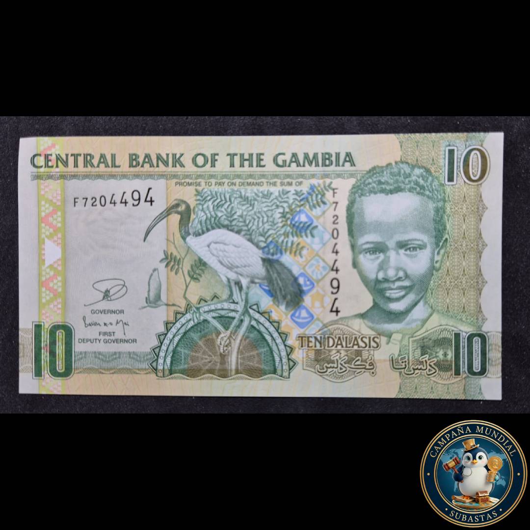 D1300 BILLETE DE 10 DALASIS DE LA REPUBLICA DE GAMBIA  UNC   GAMBIA