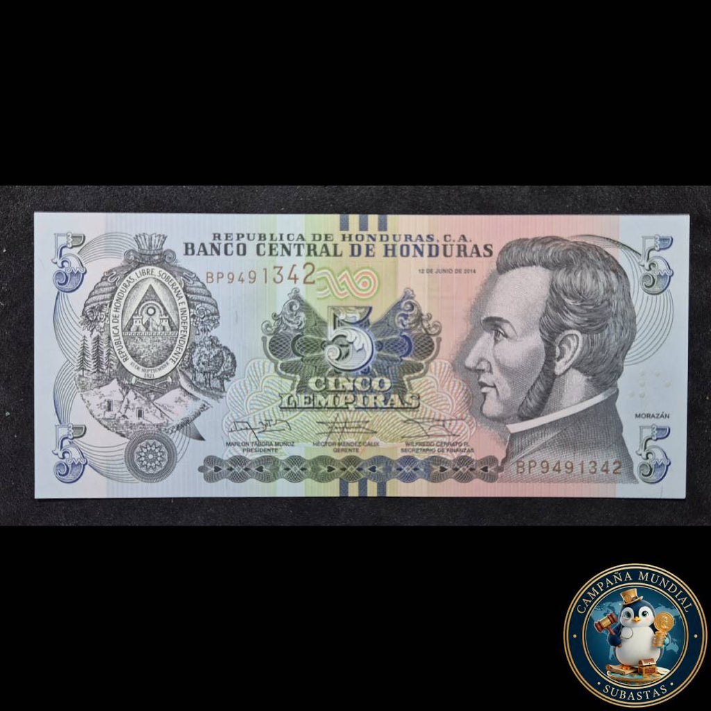 D1307 BILLETE DE CINCO(5) LAMPIRAS DE HONDURAS. UNC   HODURAS