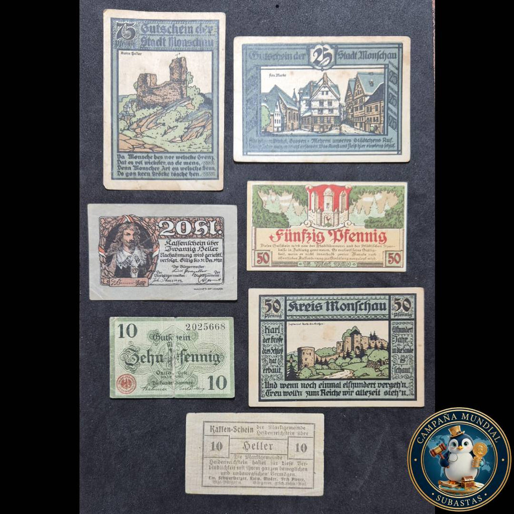 D1309 SIETE(7) BILLETES NOTGELD DE AUSTRIA.  VF/XF     AUSTRIA
