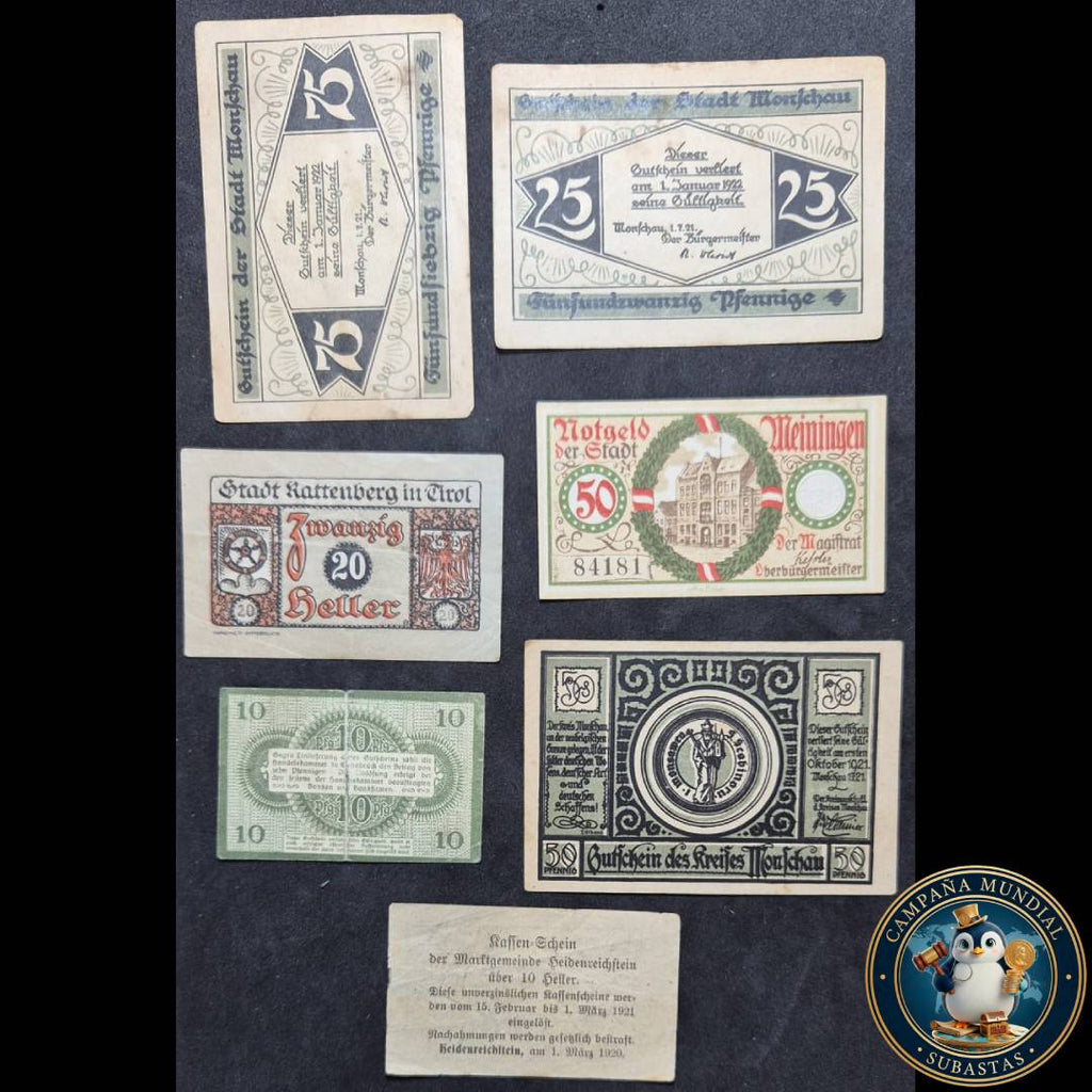 D1309 SIETE(7) BILLETES NOTGELD DE AUSTRIA.  VF/XF     AUSTRIA