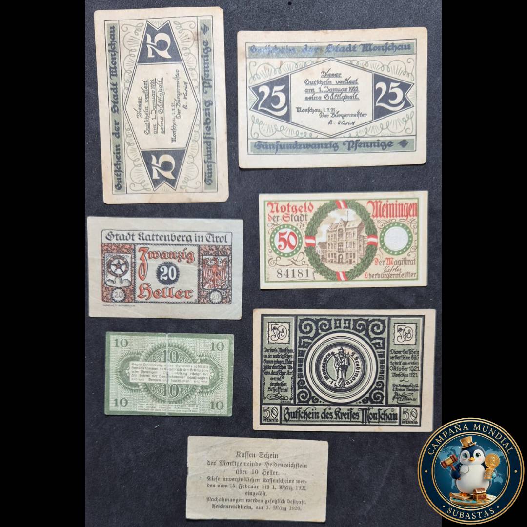 D1309 SIETE(7) BILLETES NOTGELD DE AUSTRIA.  VF/XF     AUSTRIA
