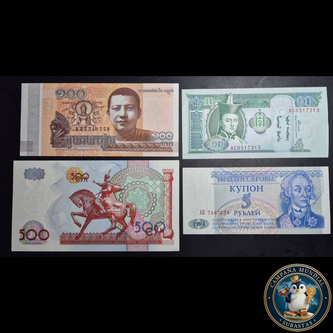 D1310 CUATRO(4) x BILLETES DE DIFERENTES PAISES TAILANDIA/UZBEKISTÁN/BIELORUSIA    UNC/UNC