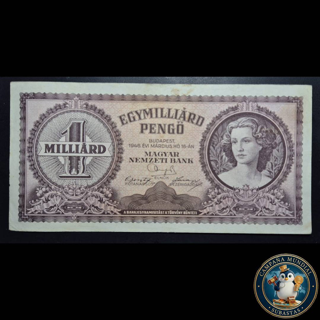 D1323 BILLETE DE UN MILLIARD HUNGARO DE FEHA: 18 DE MARZO DE 1946 (POSGUERRA)   XF    HUNGRÍA