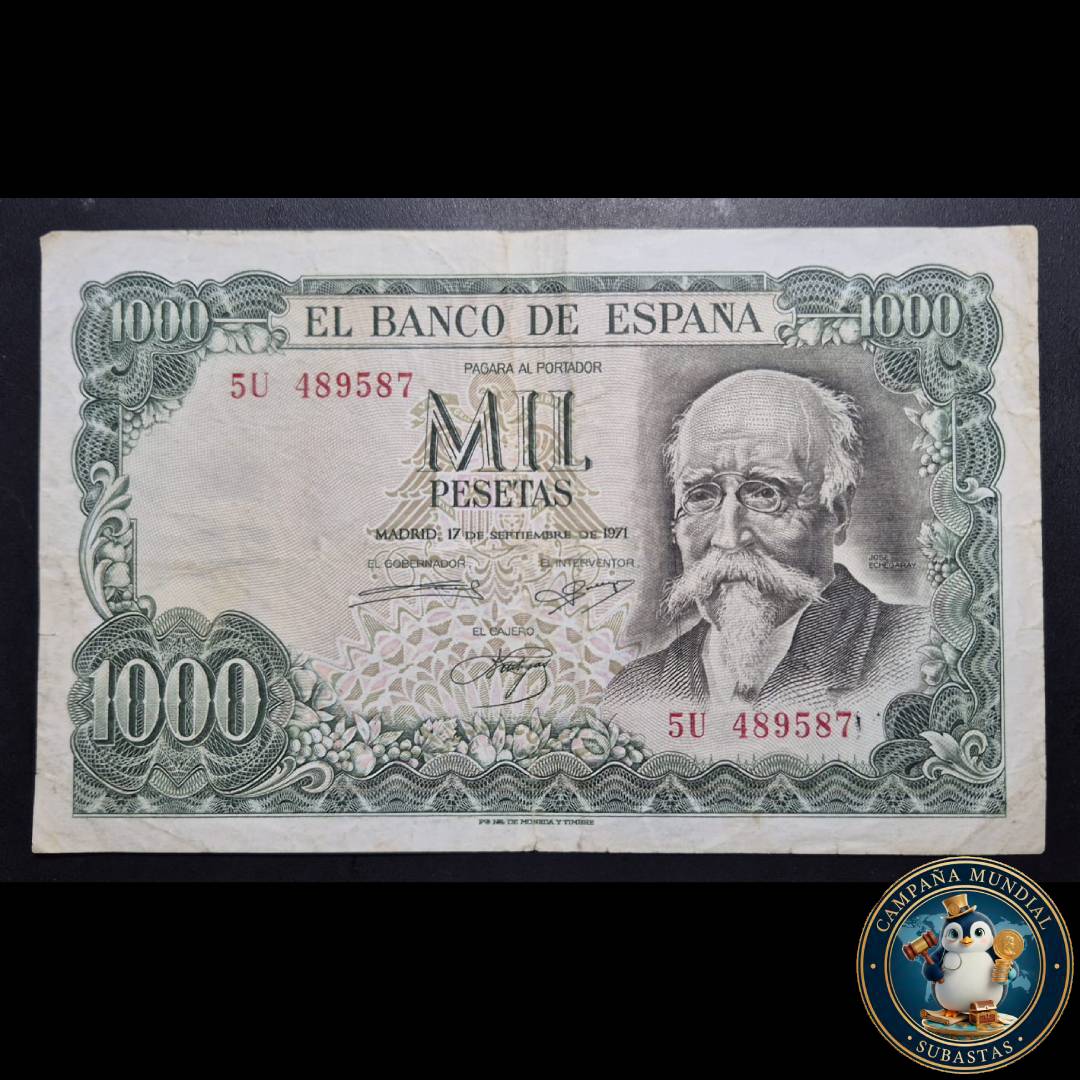 D1327 BILLETE DE MIL PESETAS FECHADO: 17 DE SEPTIEMBRE DE 1971      VF     ESPAÑA