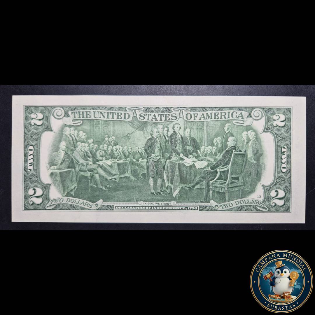 D1328 BILLETE DE DOS(2) DOLLARS SERIE 2017  EN ESTADO UNC