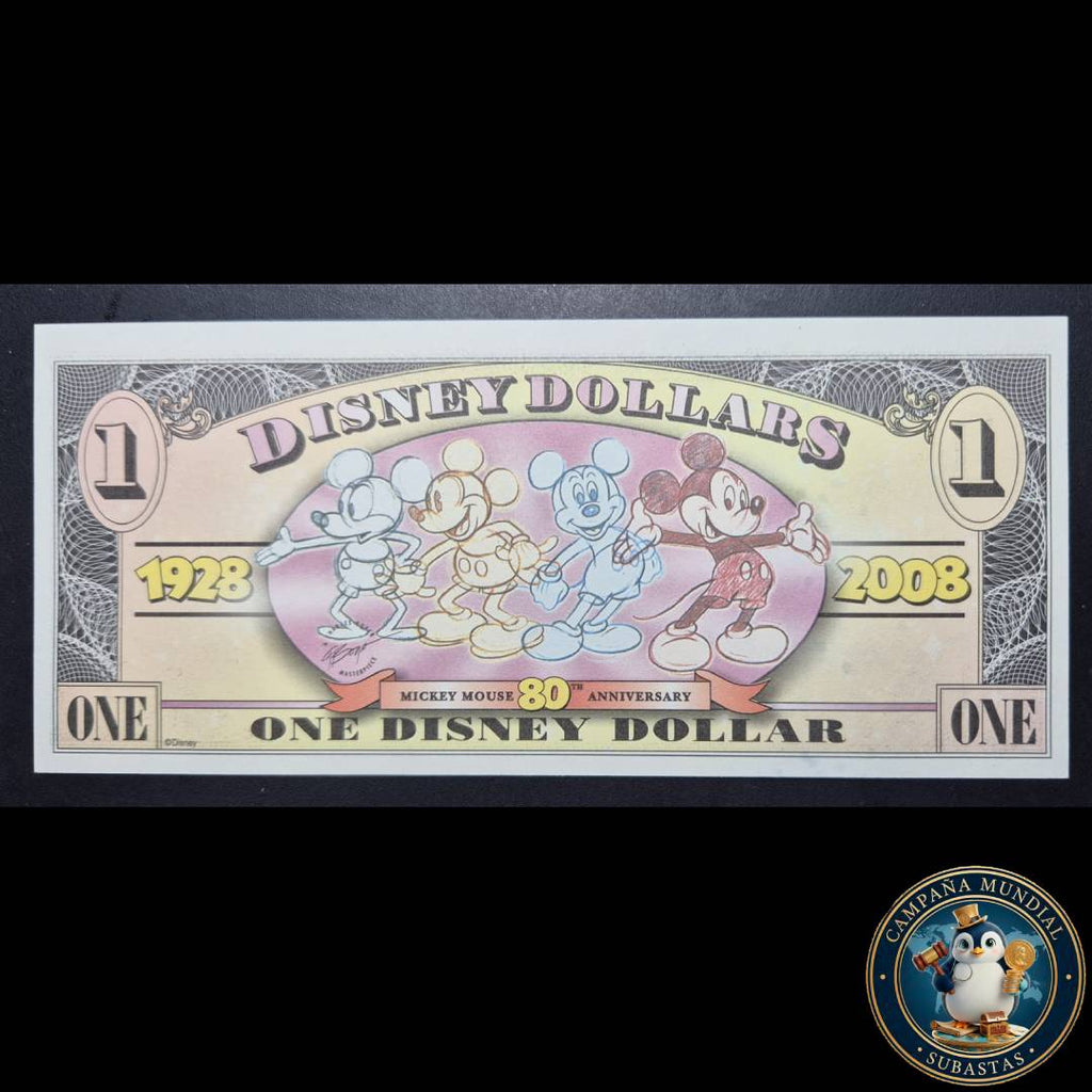 D1331 BILLETE DE FANTASIA: ONE DISNEY DOLLAR  CELEBRANDO LOS 80 AÑOS 1928-2008   USA