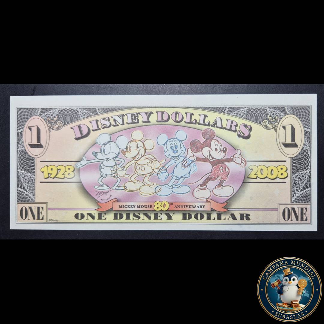 D1331 BILLETE DE FANTASIA: ONE DISNEY DOLLAR  CELEBRANDO LOS 80 AÑOS 1928-2008   USA