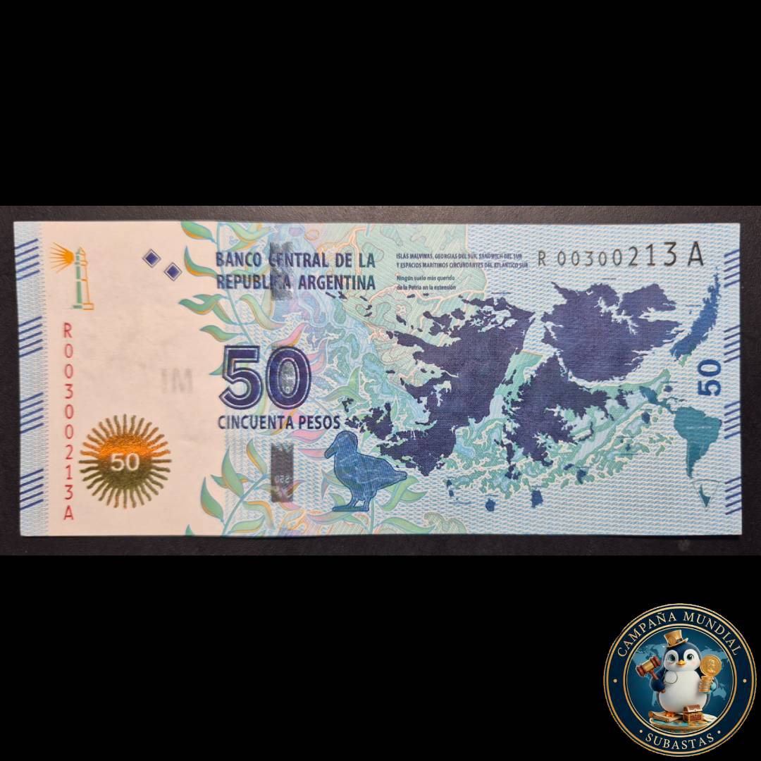 D1333 BILLETE DE 50 PESOS ARGENTINOS DE REPOSICIÓN (ISLAS MALVINAS)  XF     ARGENTINA