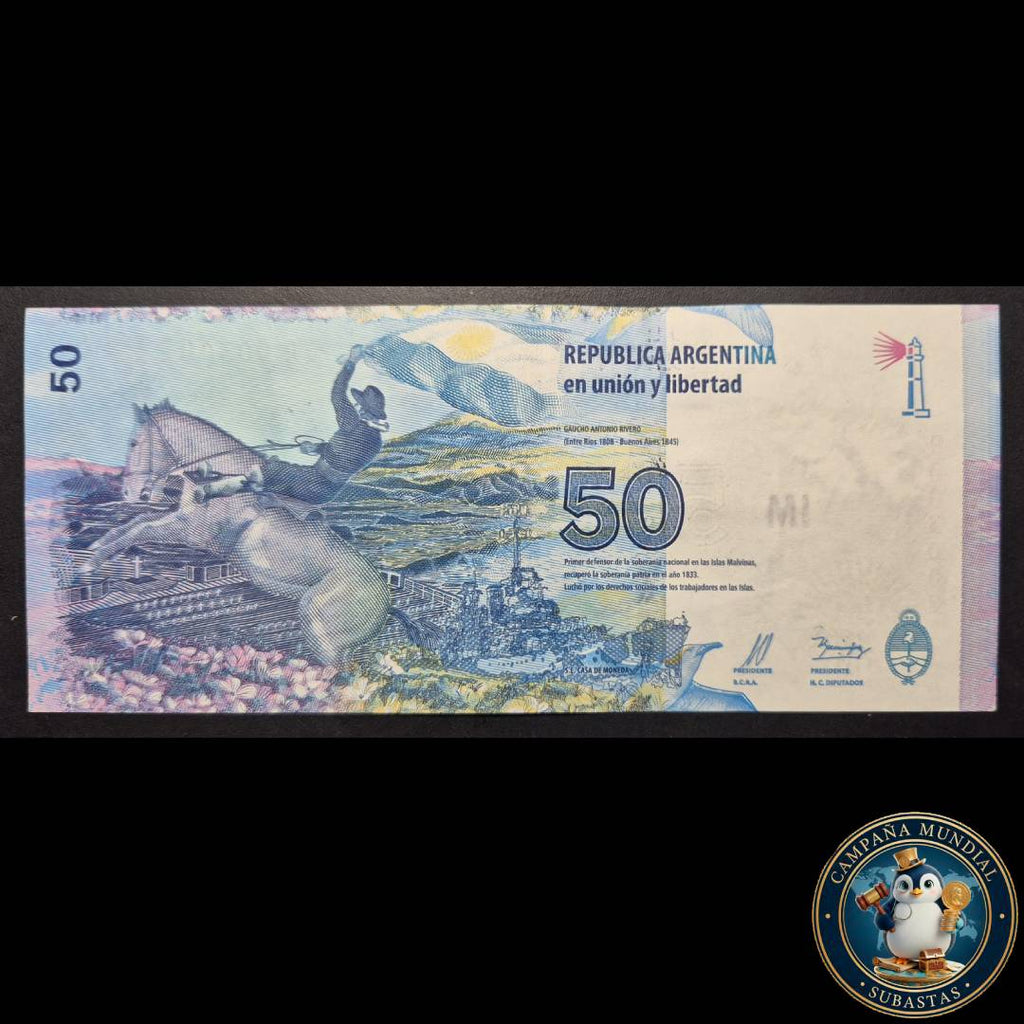 D1333 BILLETE DE 50 PESOS ARGENTINOS DE REPOSICIÓN (ISLAS MALVINAS)  XF     ARGENTINA