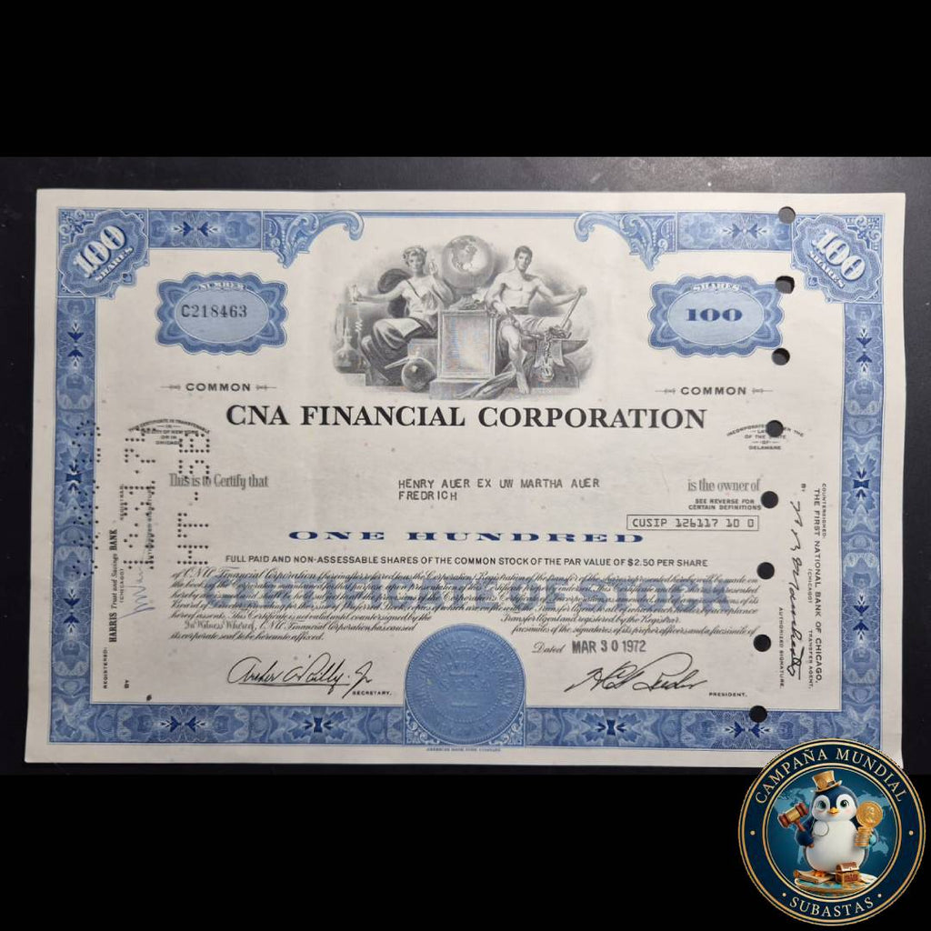 D1339 $100 ACCIONES DE CNA FINANCIAL CORPORATION  DE COLECCIÓN    USA