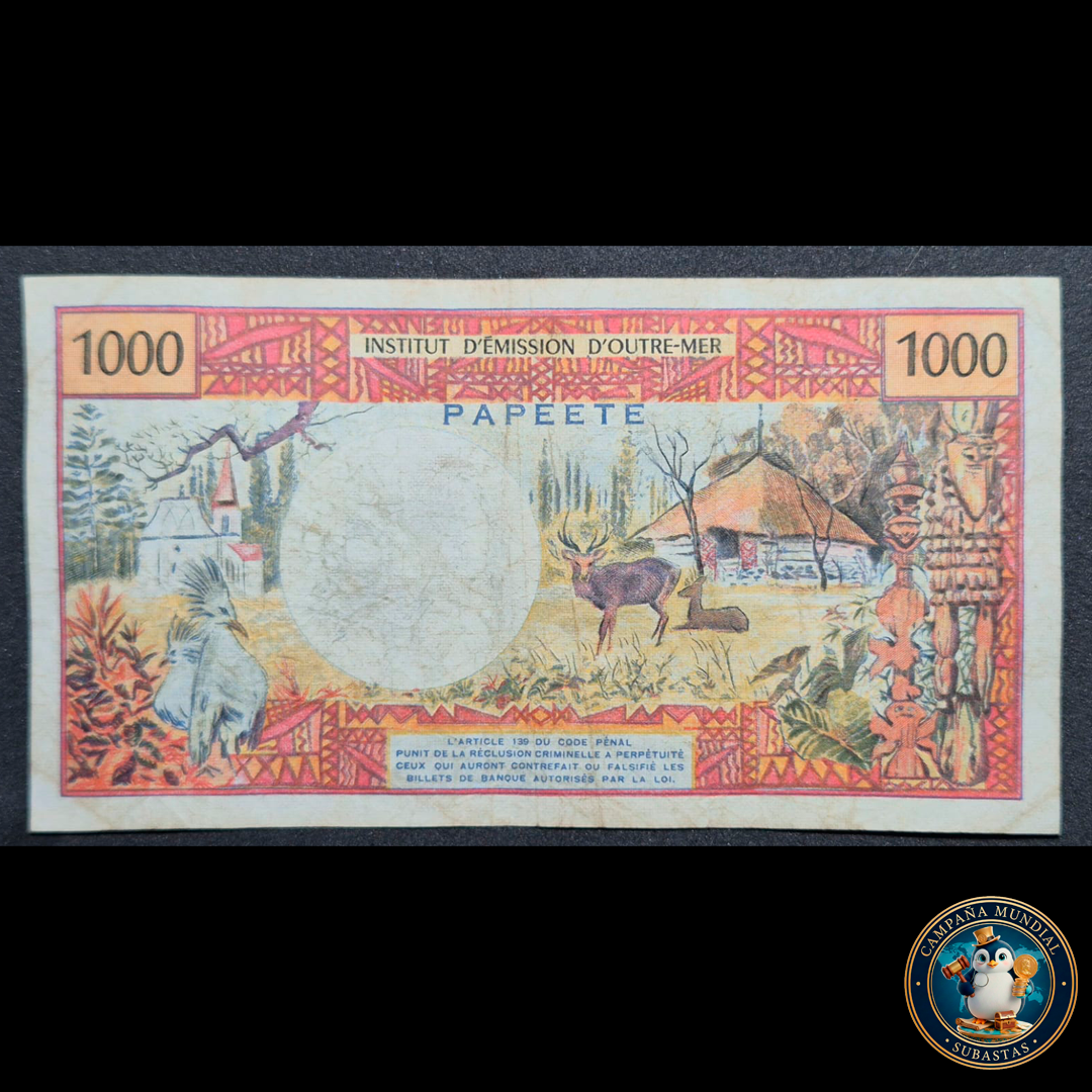 D401 .- BILLETE DE 1000 FRANCOS DE PAPEETE CAPITAL DE LA POLINESIA FRANCESA. VF  TAHITI  (...difícil)