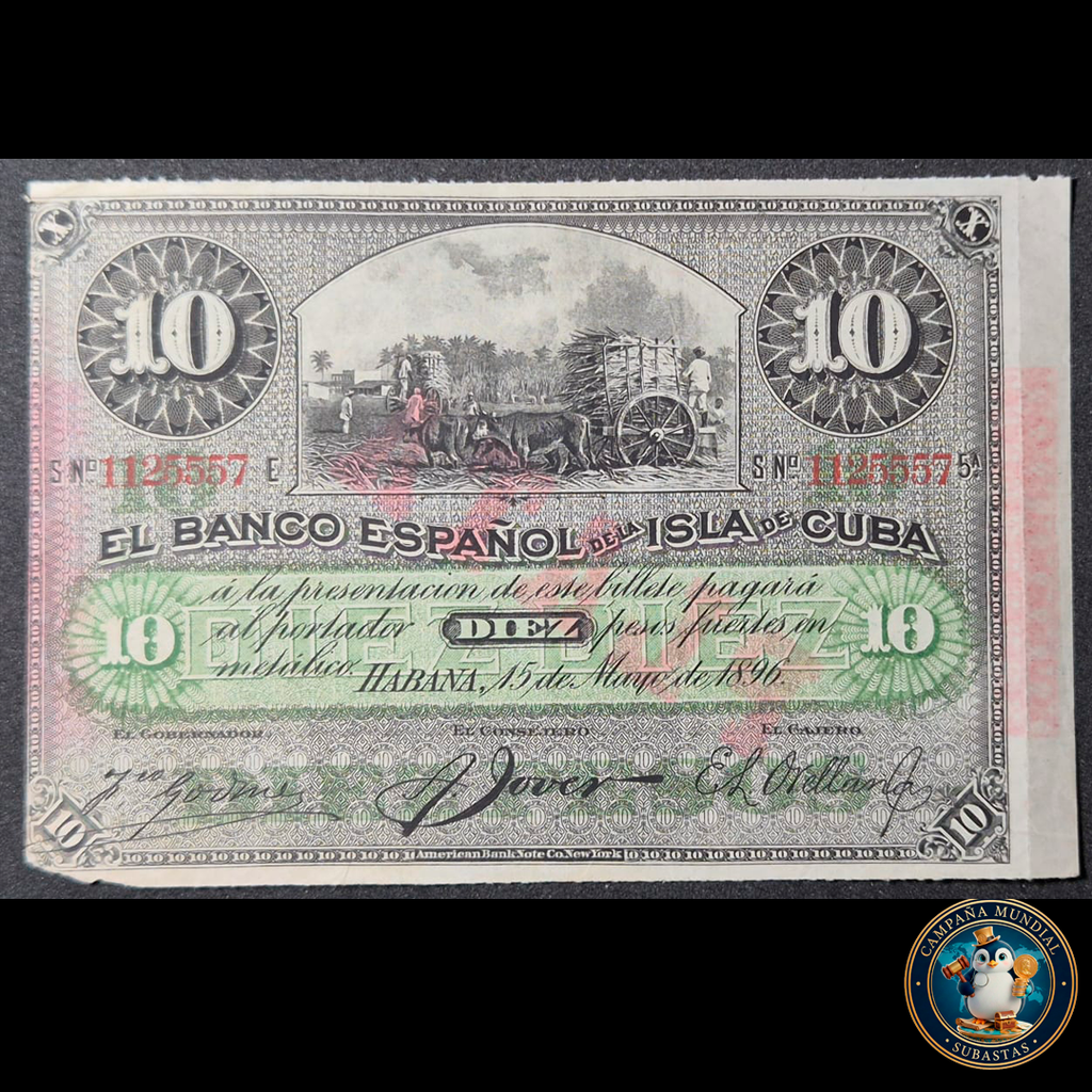 D402 .- BILLETE 10 PESOS DEL BANCO ESPAÑOL DE LA REPUBLICA DE CUBA.   XF    CHILE