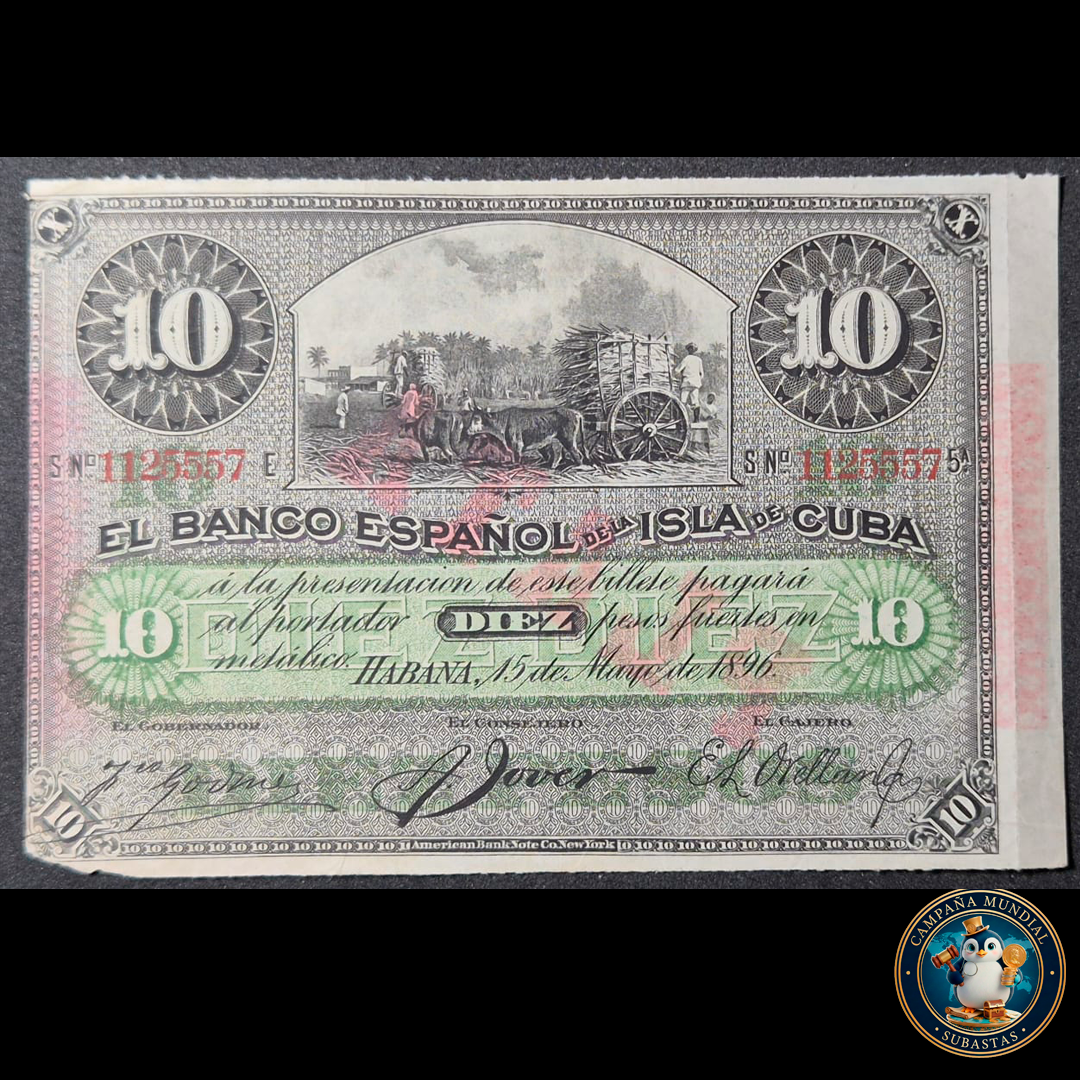 D402 .- BILLETE 10 PESOS DEL BANCO ESPAÑOL DE LA REPUBLICA DE CUBA.   XF    CHILE