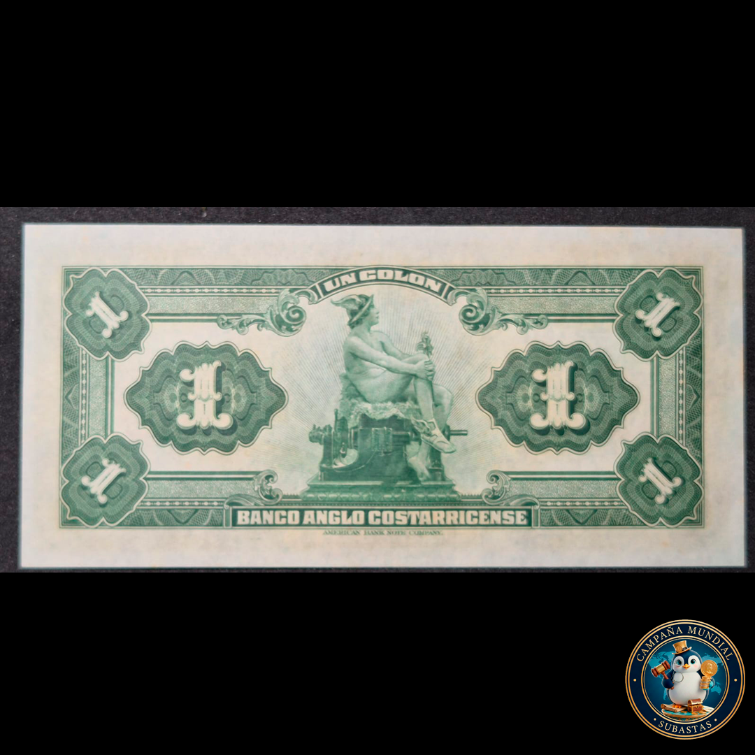 D405 .- BILLETE DE UN COLÓN DE COSTA RICA  (EMITIDO POR AMERICAN BANK NOTE COMPANY)  XF+ COSTA RICA