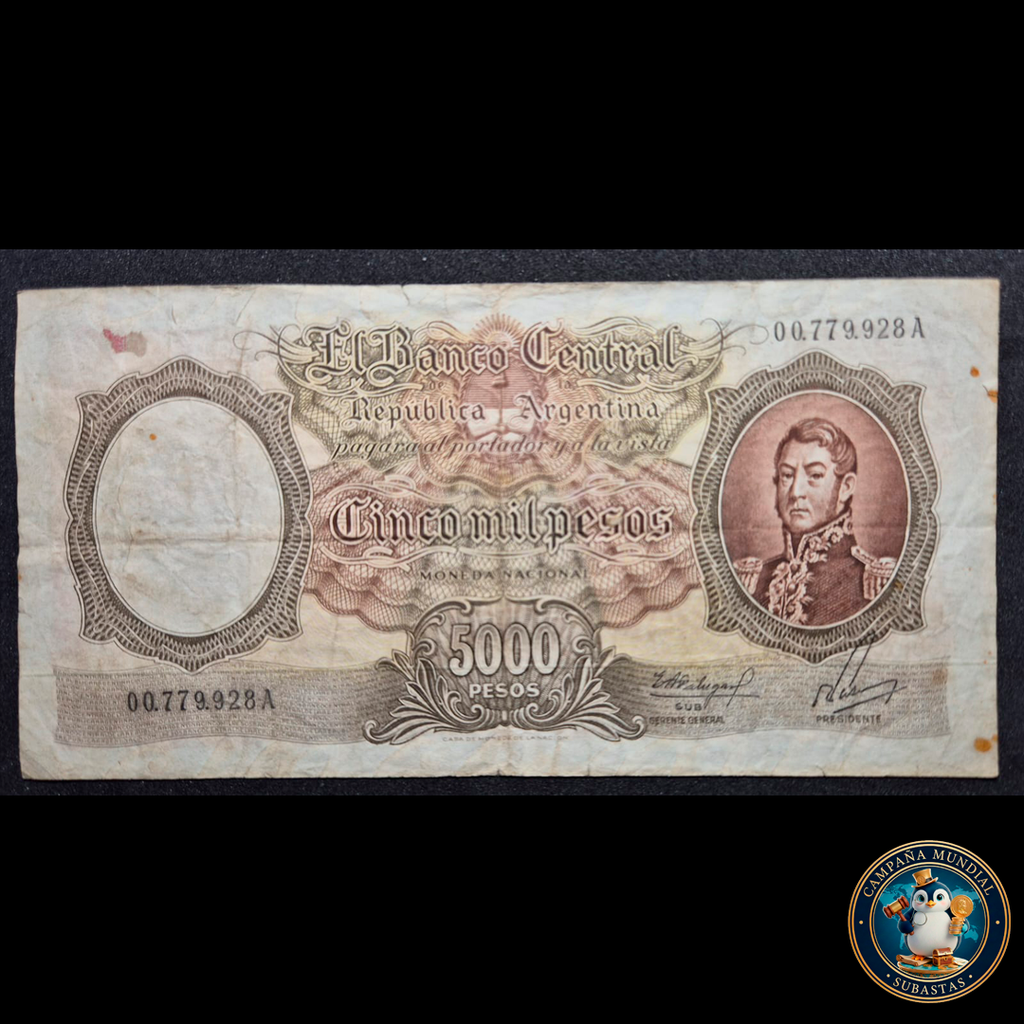 D411 .- 5000 PESOS ARGENTINOS   VF-    ARGENTINA