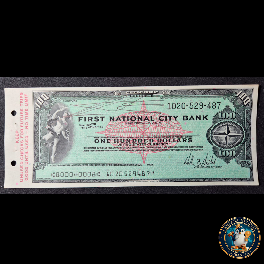 D415 .- CHEQUE DE 100 DOLLARS DEL FIRST NATIONAL CITY BANK    USA