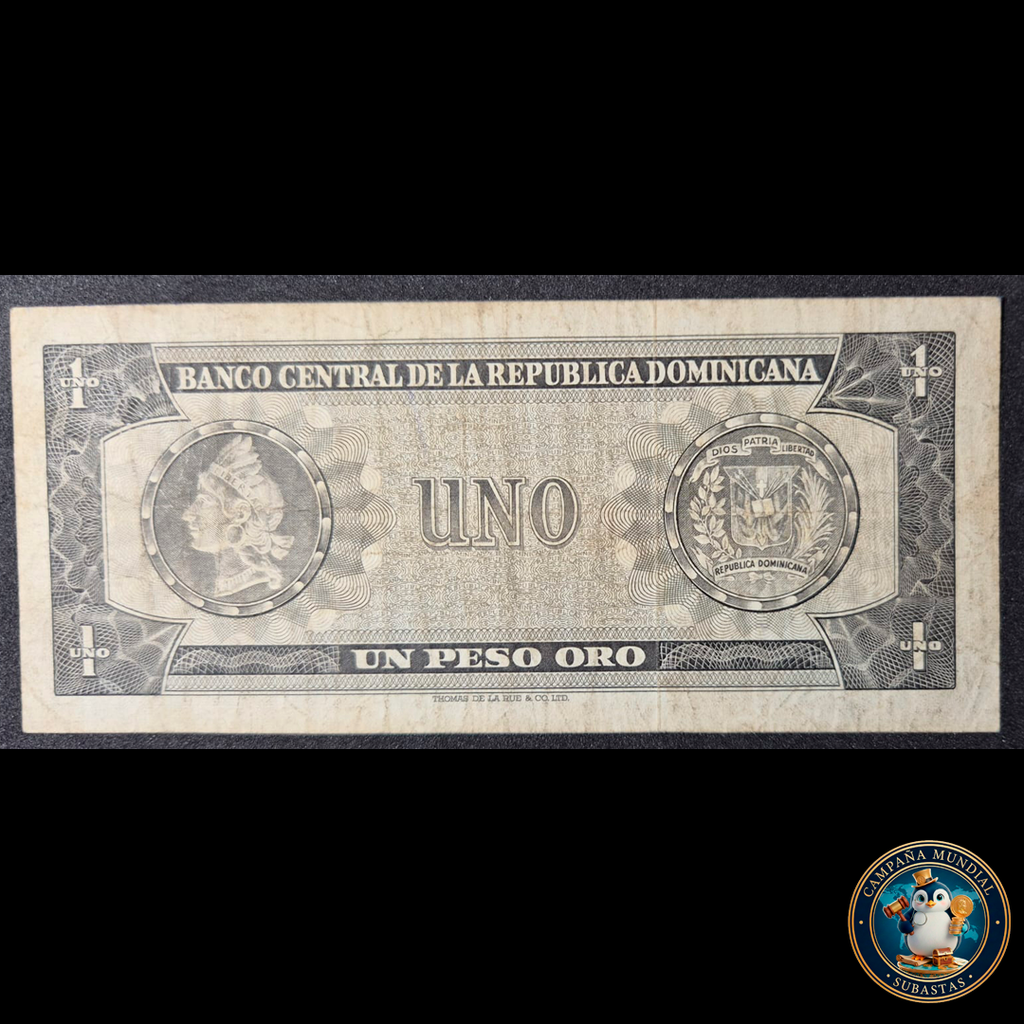 D417 .- BILLETE DE UN PESO DE ORO DE LA REPUBLICA DOMINICANA  (DUARTE)    VF+    REP. DOMINICANA