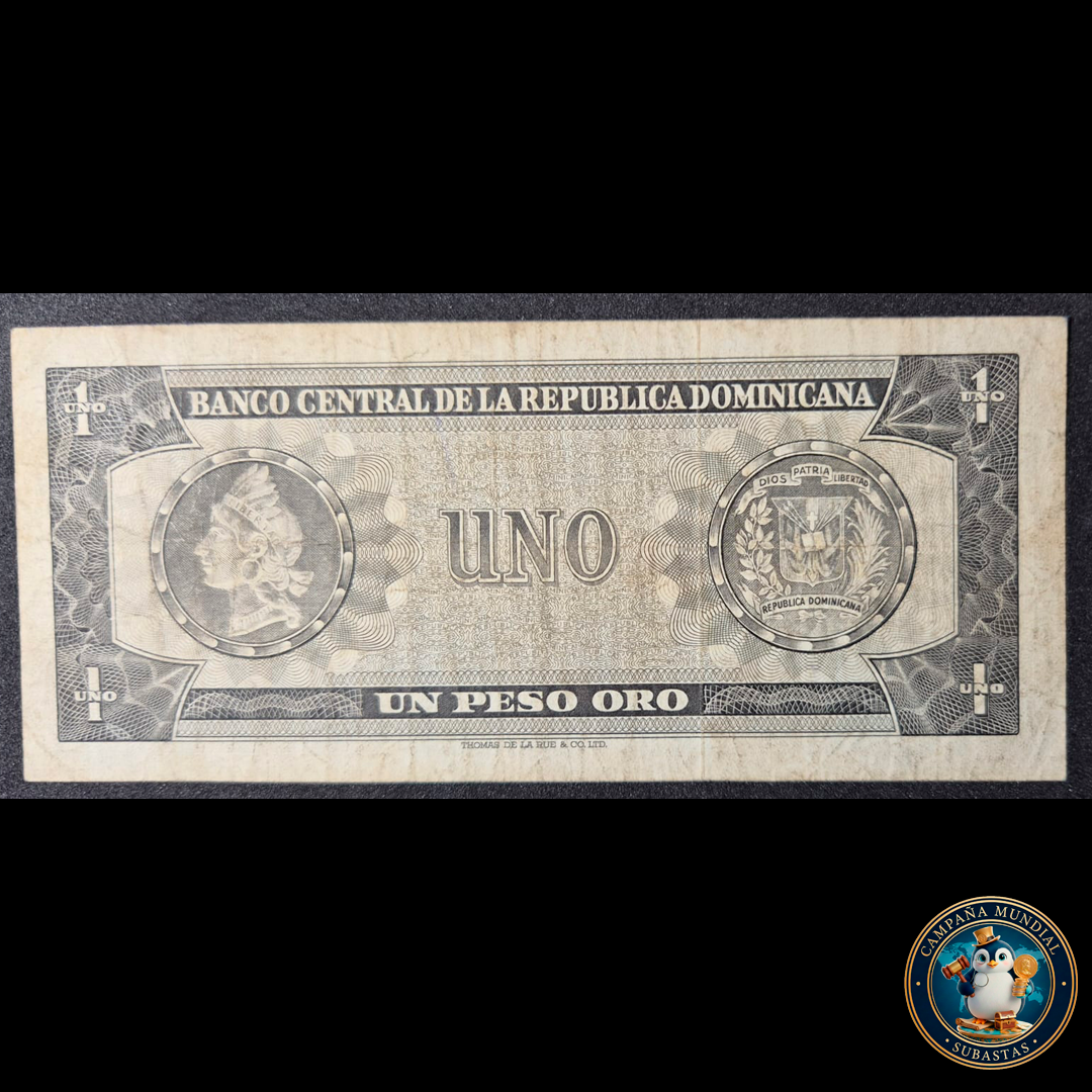D417 .- BILLETE DE UN PESO DE ORO DE LA REPUBLICA DOMINICANA  (DUARTE)    VF+    REP. DOMINICANA