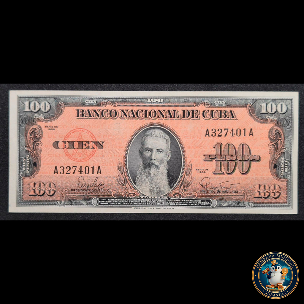 D427 .- BILLETE DE 100 PESOS CUBANOS SERIE:1959  (AMERICAN NOTE BANK)    XF+   CUBA