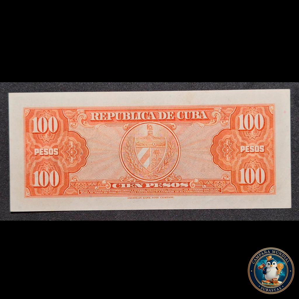 D427 .- BILLETE DE 100 PESOS CUBANOS SERIE:1959  (AMERICAN NOTE BANK)    XF+   CUBA