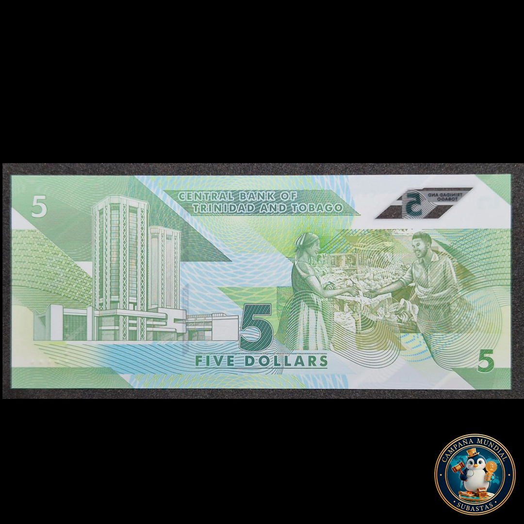 D430 .- BILLETE DE CINCO(5) DOLARES TRINITARIOS. POLÍMERO  UNC    TRINIDAD Y TOBAGO