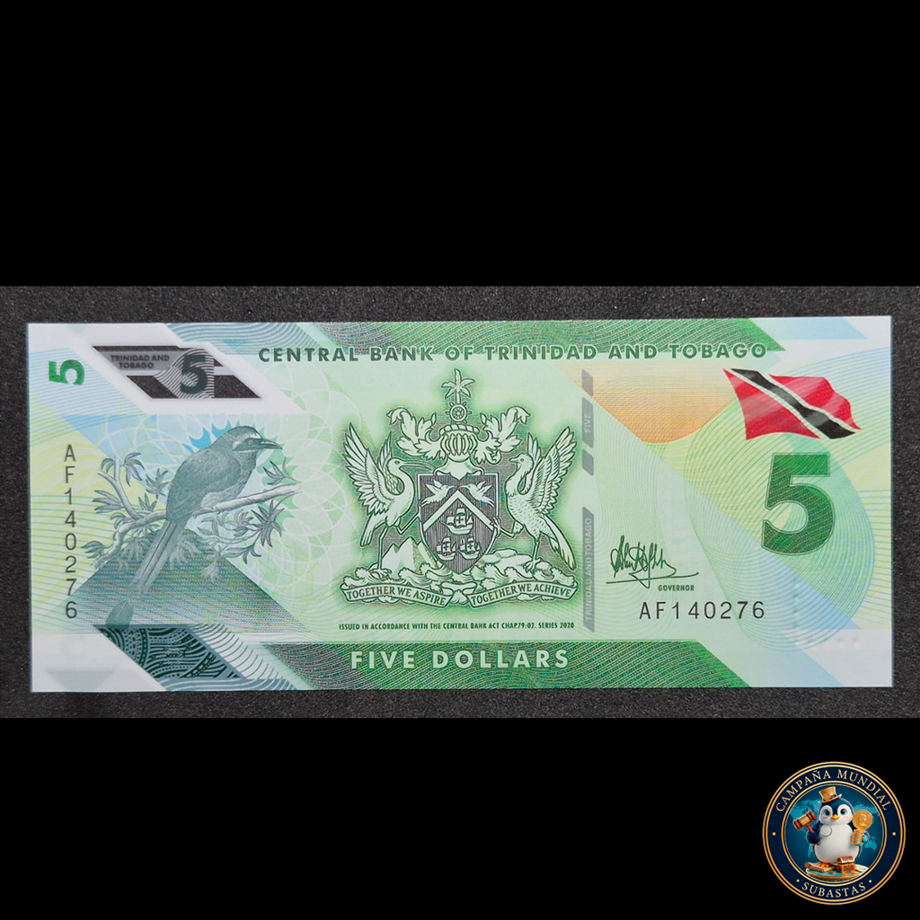D430 .- BILLETE DE CINCO(5) DOLARES TRINITARIOS. POLÍMERO  UNC    TRINIDAD Y TOBAGO