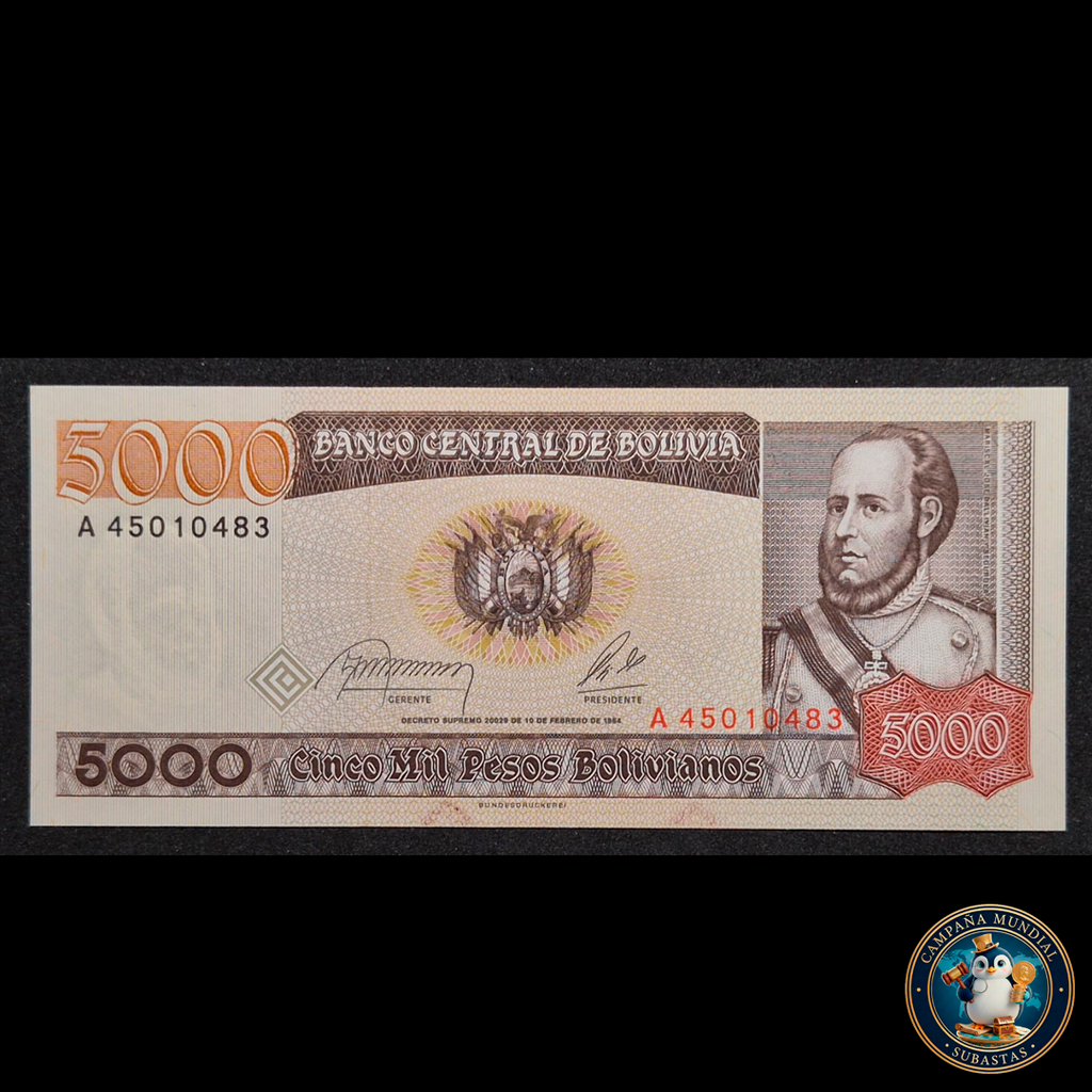D433 .- BILLETE DE 5000 BOLIVIANOS.   UNC   BOLIVIA