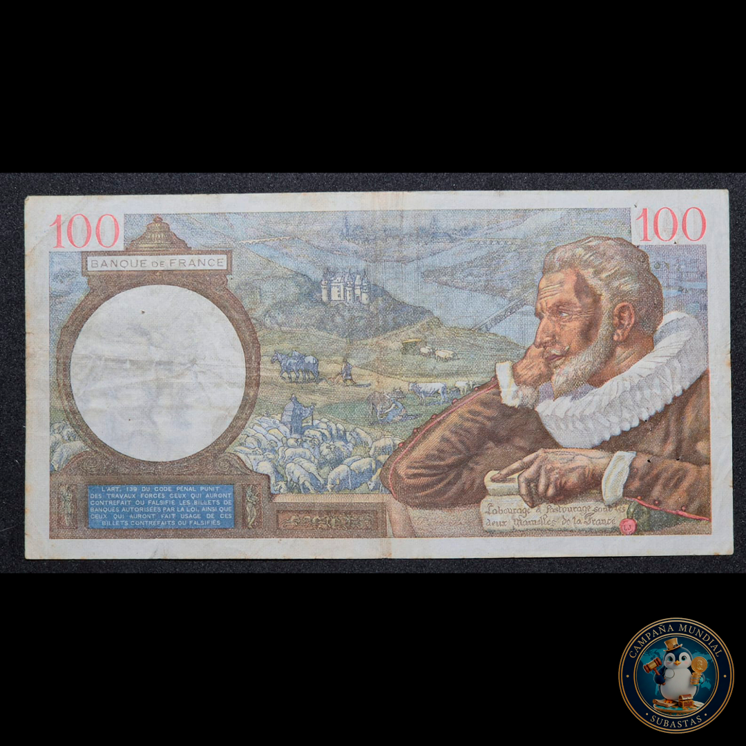 D436 .- BILLETE DE 100 FRANCOS FRANCESES FECHADO: 19-10-1939  (AJ)