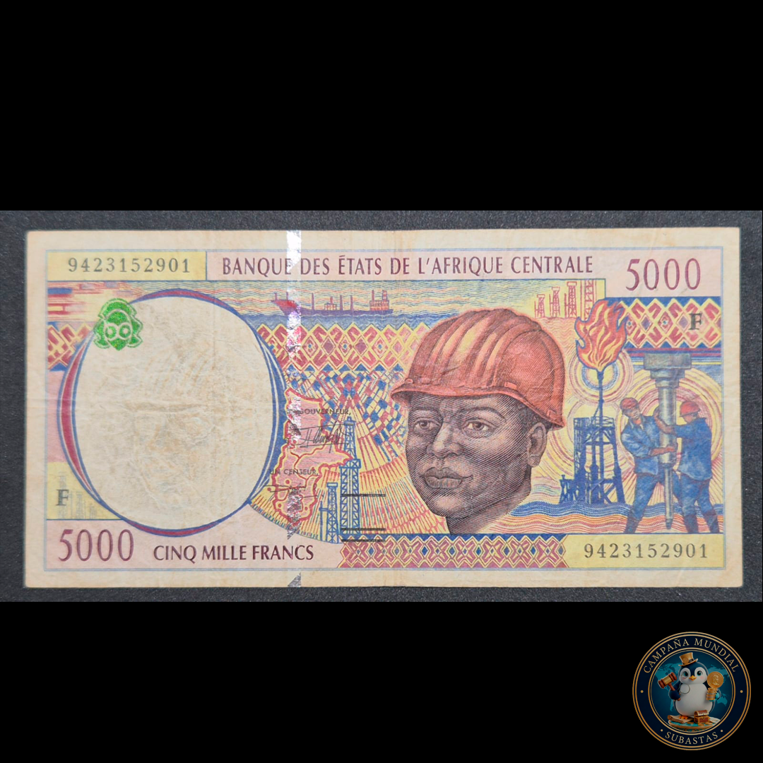 D437 .- BILLETE DE 5000 FRANCOS DE LOS ESTADO DE AFRICA CENTRAL.   XF-   AFRICA CENTRAL